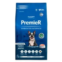 Ração Premier Ambientes Internos Cães Castrados Adultos Frango e Salmão