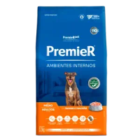 Ração Premier Ambientes Internos Cães Adultos Porte Médio Frango e Salmão