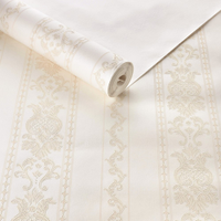 Papel De Parede Tnt Texturizado Off White C/ Arabesco Salmao