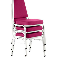 Kit com 3 Cadeiras Empilháveis Linha Hotel Plus Rosa