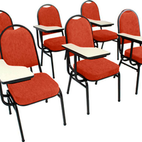 Kit com 6 Cadeiras Universitária para Auditórios Linha Hotel Vermelho