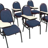 Kit com 6 Cadeiras Universitária para Auditórios Linha Hotel Azul