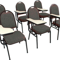 Kit com 6 Cadeiras Universitária para Auditórios Linha Hotel Cinza