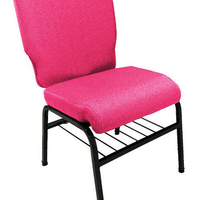 01 Cadeira para Igrejas c/ Porta Biblía e Porta Cálice Rosa
