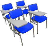Kit com 4 Cadeiras Escolar Universitária para Auditórios Linha Hotel Smart Azul