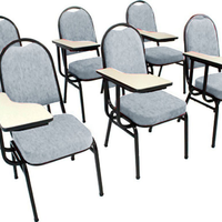 Kit com 6 Cadeiras Universitária para Auditórios Linha Hotel Cinza