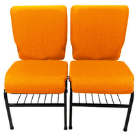 02 Cadeiras para Igrejas c/ Porta Biblía e Porta Cálice Laranja