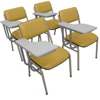 Kit com 4 Cadeiras Escolar Universitária para Auditórios Linha Hotel Smart Amarelo