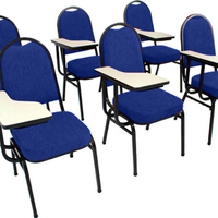 Kit com 6 Cadeiras Universitária para Auditórios Linha Hotel Azul