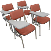 Kit com 4 Cadeiras Escolar Universitária para Auditórios Linha Hotel Smart Vermelho