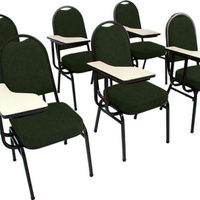 Kit com 6 Cadeiras Universitária para Auditórios Linha Hotel Verde
