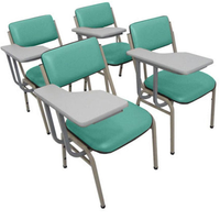 Kit com 4 Cadeiras Escolar Universitária para Auditórios Linha Hotel Smart Verde