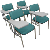 Kit com 4 Cadeiras Escolar Universitária para Auditórios Linha Hotel Smart Verde
