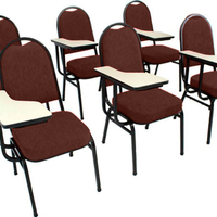 Kit com 6 Cadeiras Universitária para Auditórios Linha Hotel Vermelho