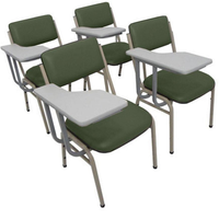 Kit com 4 Cadeiras Escolar Universitária para Auditórios Linha Hotel Smart Verde