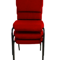 03 Cadeiras Empilhável para Igrejas Evangélicas Linha Church Vermelho