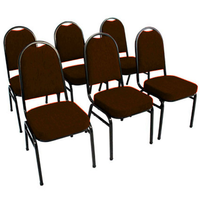 Kit com 6 Cadeiras para Auditórios Linha Hotel Marrom