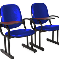 02 Cadeiras Escolar para Auditório e Escolas com Prancheta Linha Dallas Auditório Azul