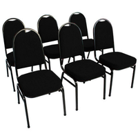 Kit com 6 Cadeiras para Auditórios Linha Hotel Preto