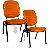 02 Cadeiras Empilhável para Igrejas Evangélicas Linha Holy Laranja