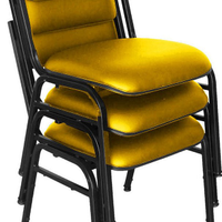 Kit com 3 Cadeiras para Auditórios Linha Hotel Smart Amarelo