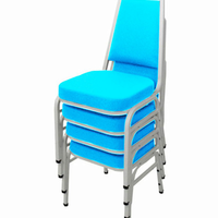 Kit com 4 Cadeiras Empilháveis Linha Hotel Plus Azul