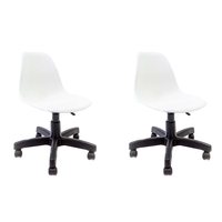 Conjunto Com 2 Cadeiras De Escritório Secretária Eames Rioja Branco
