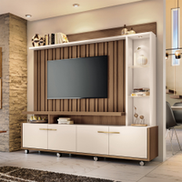 Home Theater Decorativo Perseu TV até 60" com LED Castanho/Off White G26 - Gran Belo