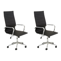 Kit 2 Cadeiras Executivas Escritório Royal PU Sintético Preta G56 - Gran Belo