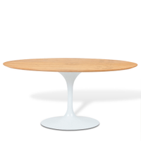 Mesa Saarinen Tulip Oval Freijó 198x122cm Base Branca