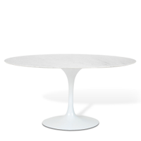 Mesa Saarinen Tulip Jantar Carrara 180x100cm Base Branca