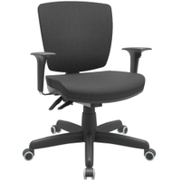 Cadeira de Escritório Executiva Office Base Giratória Preto Baixa Flexi P03 Poliéster Preto - Lyam