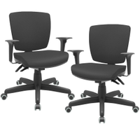Kit 02 Cadeiras de Escritório Executiva Office Giratória Preto Baixa Flexi P03 Vinil Preto - Lyam