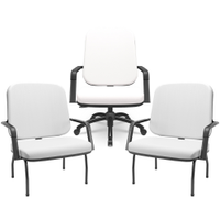 Kit Cadeira de Escritório Giratória e 2 Cadeiras Fixas Preta Magno P03 Vinil Branco - Lyam Decor