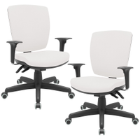 Kit 02 Cadeiras de Escritório Diretor Office Giratória Preto Alta Flexi P03 Vinil Branco - Lyam
