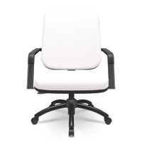 Cadeira de Escritório Giratória com Braço Preta Magno P03 Vinil Branco - Lyam Decor