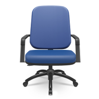 Cadeira de Escritório Giratória com Braço Preta Magno P03 Vinil Azul - Lyam Decor
