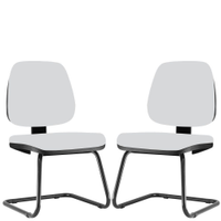 Kit 02 Cadeiras Para Escritório Job L02 Fixa Couro Sintético Branco - Lyam Decor