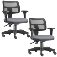 Kit 02 Cadeiras Giratórias Zip L02 Executiva Ergonômica Escritório Couro Sintético Cinza - Lyam Decor