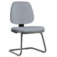 Cadeira Para Escritório Job L02 Fixa Couro Sintético Cinza - Lyam Decor
