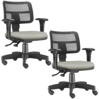 Kit 02 Cadeiras Giratórias Zip L02 Executiva Ergonômica Escritório Suede Bege - Lyam Decor