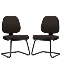 Kit 02 Cadeiras Para Escritório Job L02 Fixa Suede Marrom - Lyam Decor