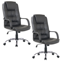Kit 02 Cadeiras Giratórias Para Escritório Office Royal F03 Preto - Lyam Decor