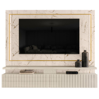 Home Frisado para TVs 75"com 2 Led Roma Calacata Off White