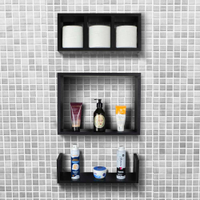 Kit 3 Peças Nicho Prateleira para Banheiro 40 x 12cm Preto