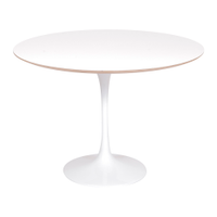 Mesa Saarinen Tulip Redonda Formica Branca 90cm Base Branca