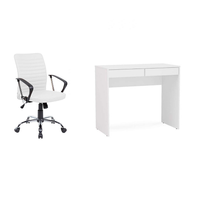 Conjunto de Mesa Mendes 2 GV com Cadeira de Escritório Diretor Giratória Oslo Branca