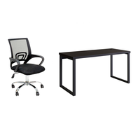 Conjunto de Mesa Miguel 150 cm com Cadeira de Escritório Secretária Giratória Javix Preta
