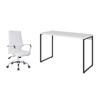 Conjunto de Mesa Studio 120 cm com Cadeira de Escritório Diretor Giratória Cleaner Branca