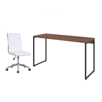 Conjunto de Mesa Studio Nogal 135 cm com Cadeira de Escritório Secretária Giratória Marilyn Branca